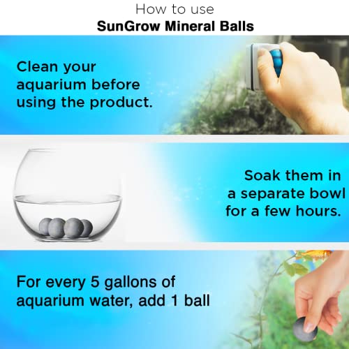 SunGrow Tourmaline Balls for Freshwater Aquarium Tank, 10 Water Purification Filter Media Rock Decoration, Betta Pellets Tropical Fish Food, Small Aquarium Decor, Fish Tank Accessories, 0.5-Inches