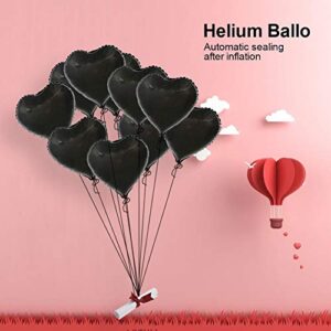 10pcs Foil Heart Helium Balloon 18" Heart Aluminum Foil Balloons Party Wedding Birthday Decor(Black)