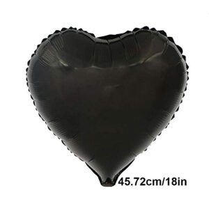 10pcs Foil Heart Helium Balloon 18" Heart Aluminum Foil Balloons Party Wedding Birthday Decor(Black)