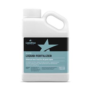 Balanced 16-4-8 Nutrient Liquid Fertilizer (1 Gallon) - Premium Lawn Food, NPK with Added Seaweed Extract, Treats Common Deficiencies, Safe for All Grass Types