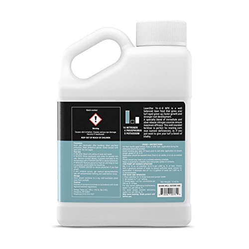 Balanced 16-4-8 Nutrient Liquid Fertilizer (1 Gallon) - Premium Lawn Food, NPK with Added Seaweed Extract, Treats Common Deficiencies, Safe for All Grass Types