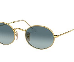 Ray-Ban RB3547 Oval Sunglasses, Gold/Blue Gradient Grey, 51 mm