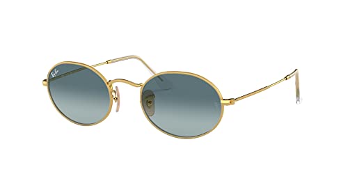 Ray-Ban RB3547 Oval Sunglasses, Gold/Blue Gradient Grey, 51 mm