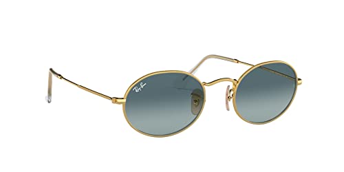 Ray-Ban RB3547 Oval Sunglasses, Gold/Blue Gradient Grey, 51 mm