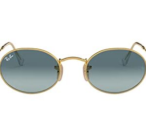 Ray-Ban RB3547 Oval Sunglasses, Gold/Blue Gradient Grey, 51 mm