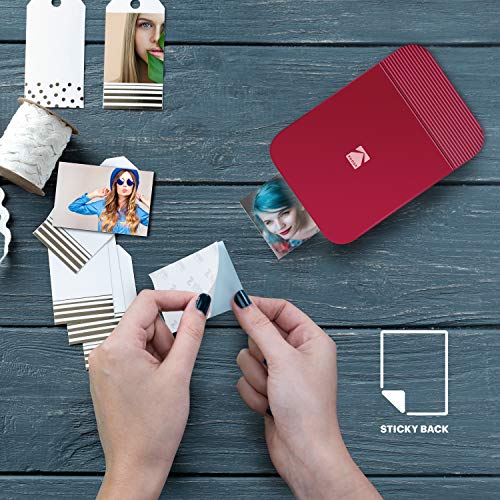 KODAK Smile Instant Digital Bluetooth Printer for iPhone & Android – Edit, Print & Share 2x3 Zink Photos w/ Smile App (Red)