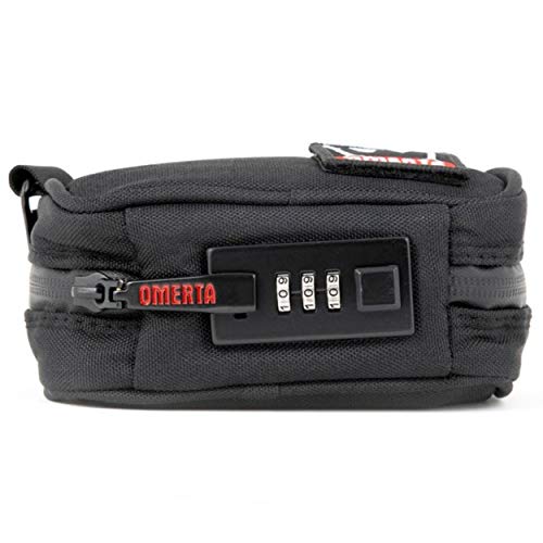 DIME BAGS Omerta Boss with Lock Padded Pouch with Activated Carbon Technology | 3-Digit Combo Lock | Low-Profile, Sleek Design (5 Inch, Black)