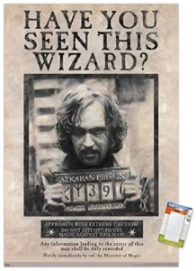 trends international the wizarding world: harry potter - sirius black wanted poster wall poster, 22.375" x 34", poster & mount bundle
