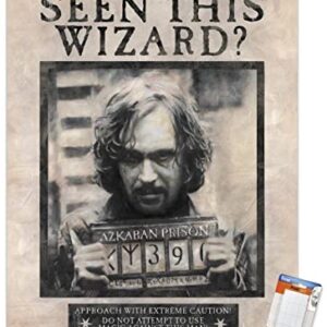 Trends International The Wizarding World: Harry Potter - Sirius Black Wanted Poster Wall Poster, 22.375" x 34", Poster & Mount Bundle