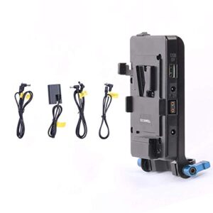 soonwell v-mount plate power supply with lp-e6 dummy battery 15mm rod bracket for dslr red cameras,camcorders, monitors