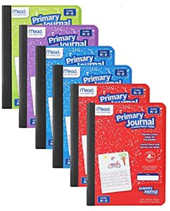 mead primary journal kindergarten writing tablet 6 pack of primary composition notebook colors may vary for grades k- 2, 100 sheets (200 pages) creative story notebooks for kids 9 3/4 in by 7 1/2 in.