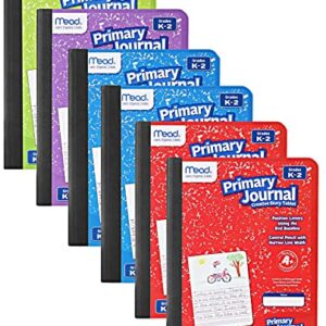 Mead Primary Journal Kindergarten Writing Tablet 6 Pack of Primary Composition Notebook Colors May Vary For Grades K- 2, 100 Sheets (200 Pages) Creative Story Notebooks for Kids 9 3/4 in by 7 1/2 in.