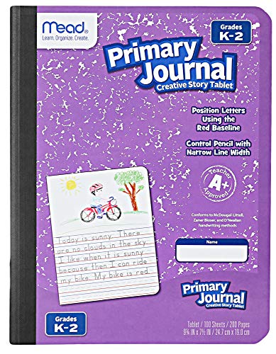 Mead Primary Journal Kindergarten Writing Tablet 6 Pack of Primary Composition Notebook Colors May Vary For Grades K- 2, 100 Sheets (200 Pages) Creative Story Notebooks for Kids 9 3/4 in by 7 1/2 in.