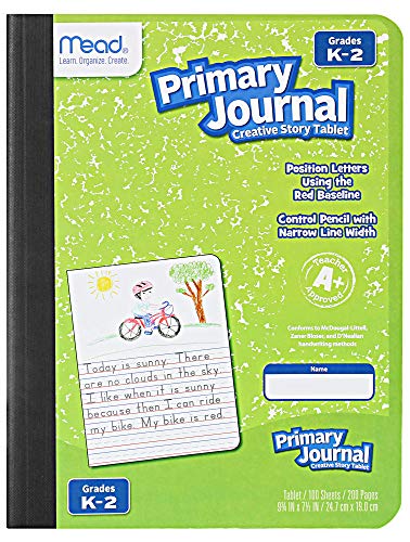 Mead Primary Journal Kindergarten Writing Tablet 6 Pack of Primary Composition Notebook Colors May Vary For Grades K- 2, 100 Sheets (200 Pages) Creative Story Notebooks for Kids 9 3/4 in by 7 1/2 in.