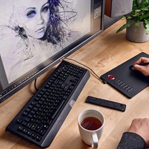 Drawing Tablet, VEIKK A15 10x6 inch Drawing Pad with 12 Shortcut Keys, 8192 Levels of Pressure and Battery-Free Pen, 20 Additional Nibs, Graphic Tablet for Win/Mac/Linux/Android OS （Red）