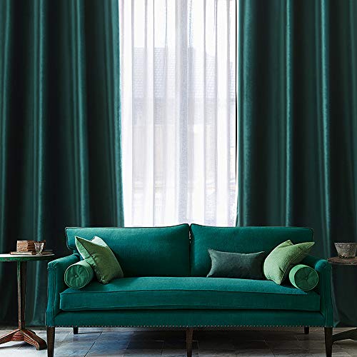 MIULEE Dark Green Velvet Curtains for Christmas Room Darkening Blackout Solid Emerald Curtains Thermal Insulated Soundproof Curtains/Drapes/Panels for Living Room Bedroom 52 x 72 Inch 2 Panels