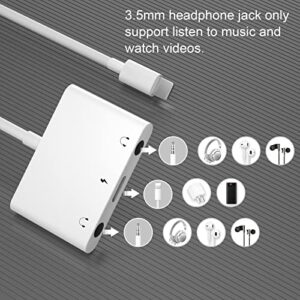 Anytrox Headphone Adapter for iPhone,3 in 1 Dual 3.5mm Audio Stereo Splitter Compatible with iPhone 14 13 Pro/12 iPad,Audio Output for 3.5mm Jack Earphone,Headphone,Speaker and More