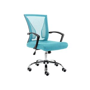 modern home zuna mid-back office task chair - ergonomic back supporting mesh back desk chair (black/aqua)