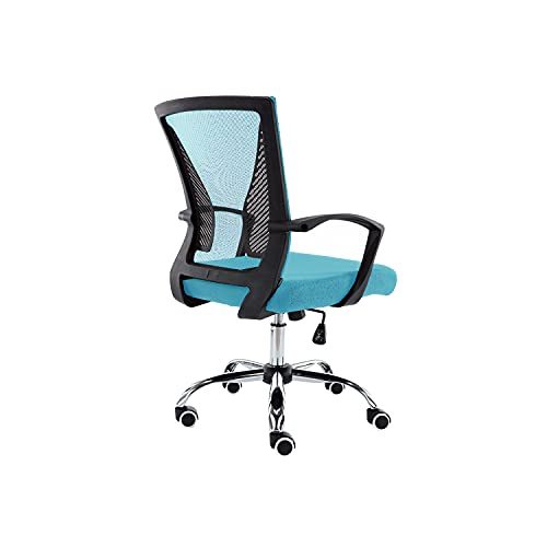 Modern Home Zuna Mid-Back Office Task Chair - Ergonomic Back Supporting Mesh Back Desk Chair (Black/Aqua)