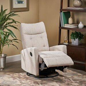 Christopher Knight Home Ishtar Glider Swivel Push Back Nursery Recliner, Beige, Black