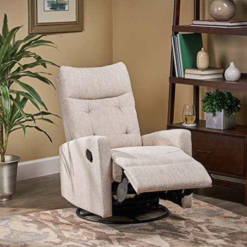 Christopher Knight Home Ishtar Glider Swivel Push Back Nursery Recliner, Beige, Black