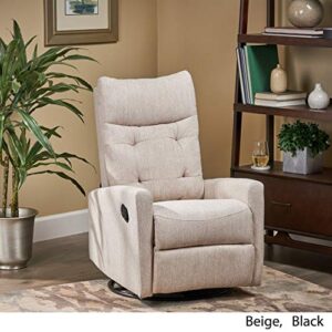 Christopher Knight Home Ishtar Glider Swivel Push Back Nursery Recliner, Beige, Black