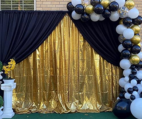 Gold Sequin Backdrop Curtain, 10Ft x 10Ft Golden Glitter Photography Background Curtains, Sequence Xmas Thanksgiving Backdrop Drapes for Wedding Party Festival Decor