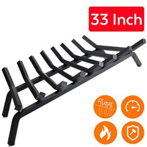 INNFINEST Fireplace Log Grate 33 inch 8 Bar Fire Grates Heavy Duty 3/4” Wide Solid Steel Indoor Chimney Hearth Outdoor Fire Place Kindling Tool Pit Wrought Iron Wood Stove Firewood Burning Rack Holder