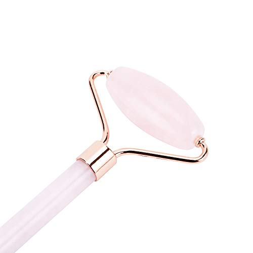 Natural Jade Roller for Face - Aging Wrinkles, Puffiness Facial Skin Massager Treatment Therapy - Premium Jade Stone, by Crystal Lemon (Rose Quartz)