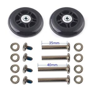 f-ber luggage suitcase wheels replacement kit 84x24mm/3.3"x0.94" w/abec 608zz inline outdoor skate replacement wheels, one set of (2) wheels (od:84 w:24 id:6 axles:35&40mm)