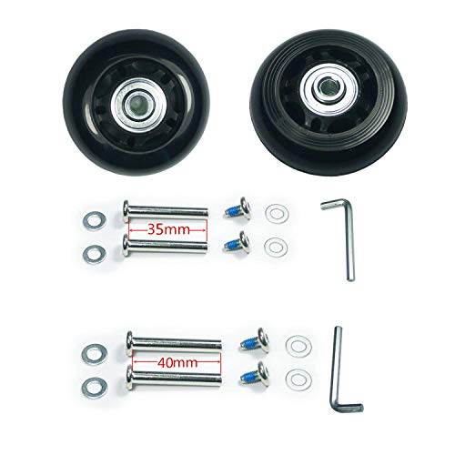 F-ber Luggage Suitcase Wheels Replacement Kit 84x24mm/3.3"x0.94" w/ABEC 608zz Inline Outdoor Skate Replacement Wheels, One Set of (2) Wheels (OD:84 W:24 ID:6 Axles:35&40mm)