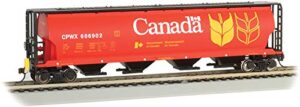 canadian 4-bay cylindrical grain hopper with flashing end of train device canada grain (red) - ho scale