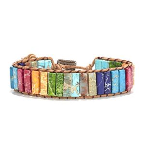 Fashion Gemstone Handmade Bracelets Jewelry Multicolor Yoga Friendship Boho Leather Bracelets