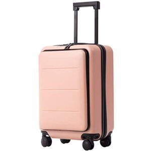 coolife luggage suitcase piece set carry on abs+pc spinner trolley with pocket compartmnet weekend bag (sakura pink, 20in(carry on))