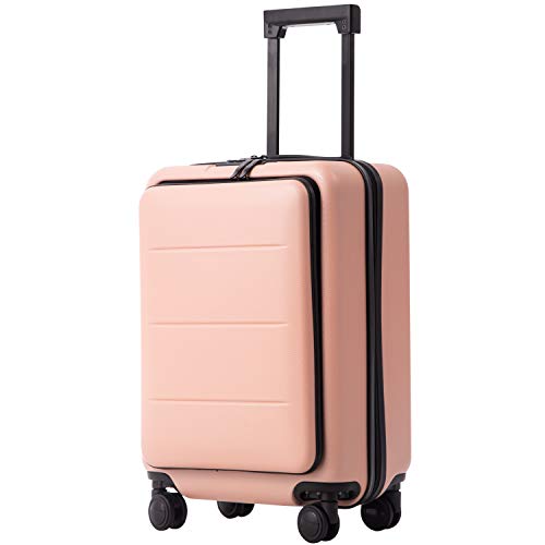 COOLIFE Luggage Suitcase Piece Set Carry On ABS+PC Spinner Trolley with pocket Compartmnet Weekend Bag (Sakura pink, 20in(carry on))