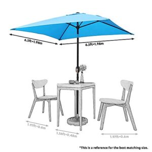 ABBLE Outdoor Patio Umbrella 6.5 Ft Square with Tilt and Crank, Weather Resistant, UV Protective Umbrella, Durable, 6 Sturdy Steel Ribs, Market Outdoor Table Umbrella, Aqua