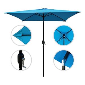 ABBLE Outdoor Patio Umbrella 6.5 Ft Square with Tilt and Crank, Weather Resistant, UV Protective Umbrella, Durable, 6 Sturdy Steel Ribs, Market Outdoor Table Umbrella, Aqua