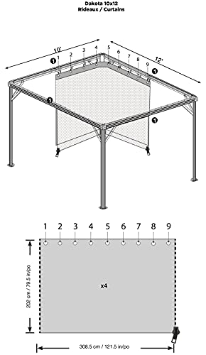 Sojag Accessories Set of 4 10' x 12' Curtains for Dakota Outdoor Gazebo- Brown