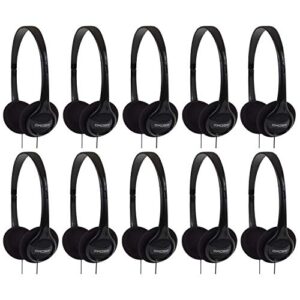 koss kph7 lightweight portable on-ear headphones bundle (black, 10-pack)