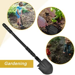 Yeacool Folding Shovel, (24.21'') Camping Shovel, Survival Off Road E Tool Shovel, with Pickaxe, Portable Bag, High Carbon Steel, for Digging, Backpacking, Hiking, Gardening, Emergency, Outdoor