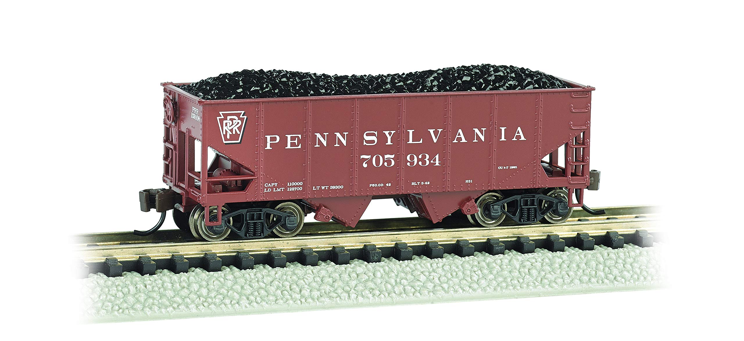 Usra 55-Ton 2-Bay Hopper - PRR #705934 (Tuscan Red) - N Scale