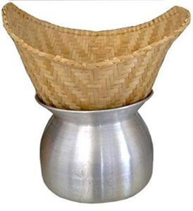 yanee sticky rice pot set cooker original classic style also the method that is still in use in thailand 1 set consist of aluminum pot size 9 x 9 inch and bamboo basket size 13 x 17.inch