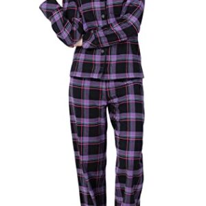 PajamaGram Flannel Pajamas Women - Pajama Set For Women, Black Plaid, LG