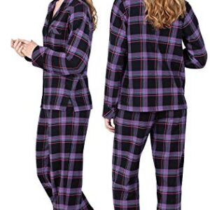 PajamaGram Flannel Pajamas Women - Pajama Set For Women, Black Plaid, LG