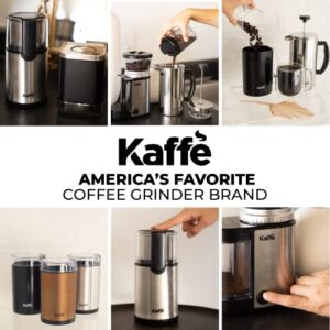 Kaffe Coffee Grinder Electric - Spice Grinder w/Cleaning Brush, Easy On/Off - Perfect for Espresso, Herbs, Spices, Nuts, Grain - 3.5oz / 14 Cup (Black)