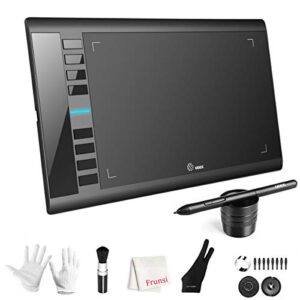 ugee m708 10 x 6 inch large drawing tablet with 8 hot keys, passive stylus of 8192 levels pressure, graphics tablet for paint, design, art creation sketch
