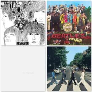 the beatles: 12", 33 rpm lp vinyl record collection - 4 classic albums (revolver / sgt. peppers / white album - 50th anniversary edition / abbey road)