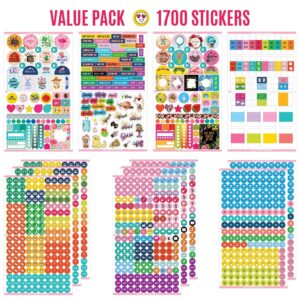 Mirida Planner Stickers – 1700 Productivity Mini Icons for Adults Calendar – Work, Daily To Do, Budget, Family, Holidays, Journaling – Variety Pack with Monthly Tabs