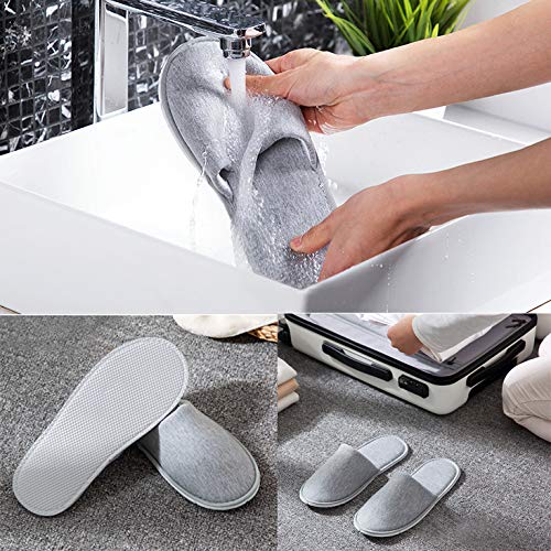 Rocutus 2 Pair Disposable Slippers,Disposable Slippers Bulk Guest Slippers,Travel Portable Polyester-cotton Slippers Home Interior Slippers Hotel Special Anti-skid Shoes Cotton Trailer