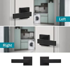 home improvement direct No Lock Dummy Door Lever, Single Sided Door Handle Without Lock for Interior Use, Non-Turning Matte Black Suqare Heavy Duty Lever Set 2 Pack